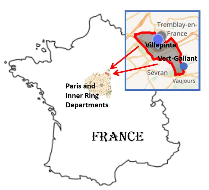 map showing Villepinte and community, where childhood holocaust survivirs were hidden