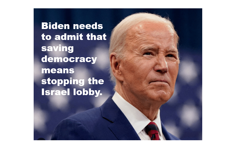 Picture of Biden with title saying he needs to stop the Israel lobby.