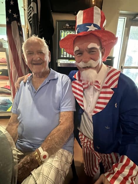 Vanlife Escape with Bob Russell on the Fourth of July 2024. Bob is accompanied by Uncle Sam in Flad Regalia.