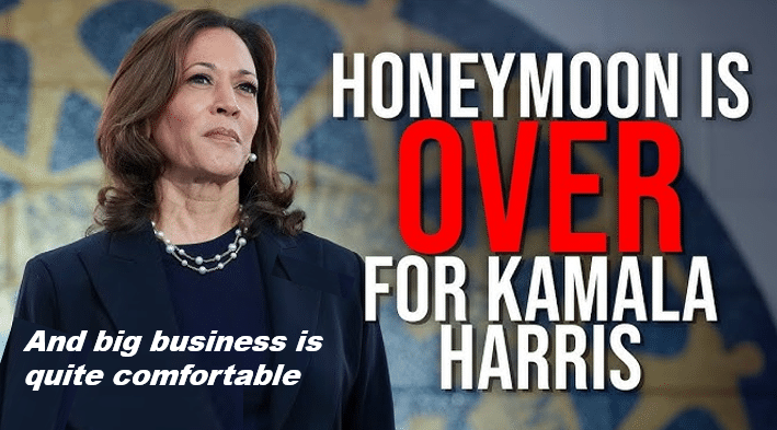 Picture saying the Harris honeymoon is over, over in big red letters. Harris honeymoon